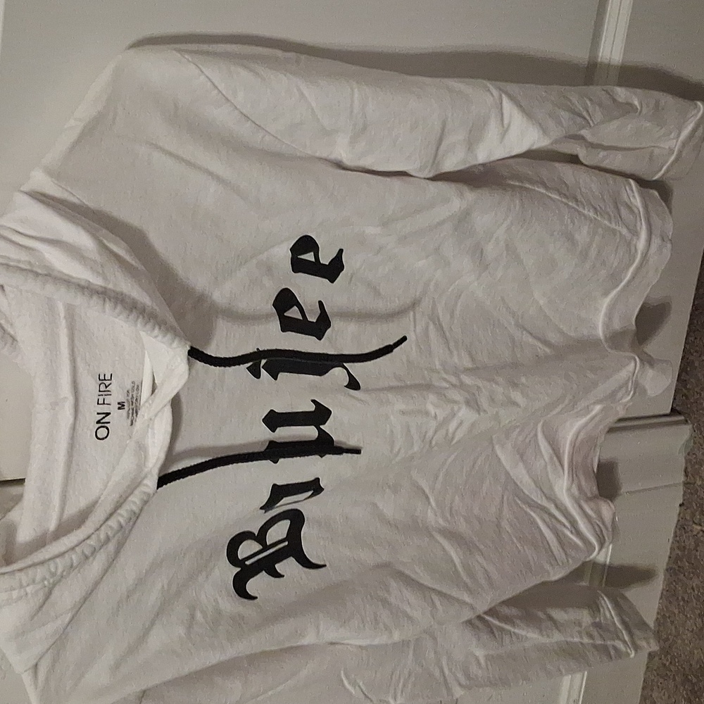 White Hoodie with Black Boujee Lettering